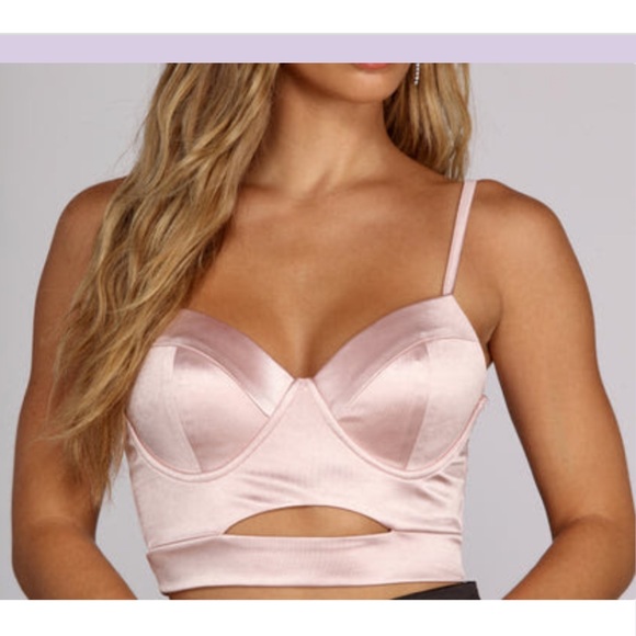 Windsor Light Pink Satin Keyhole Bustier, Sz. S - Picture 4 of 5